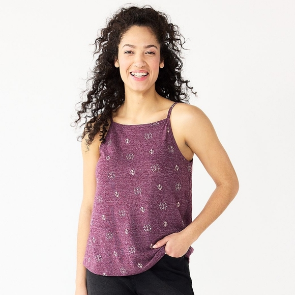 SONOMA | Squareneck Camisole in Plum Geo Print sz XL - Picture 7 of 8